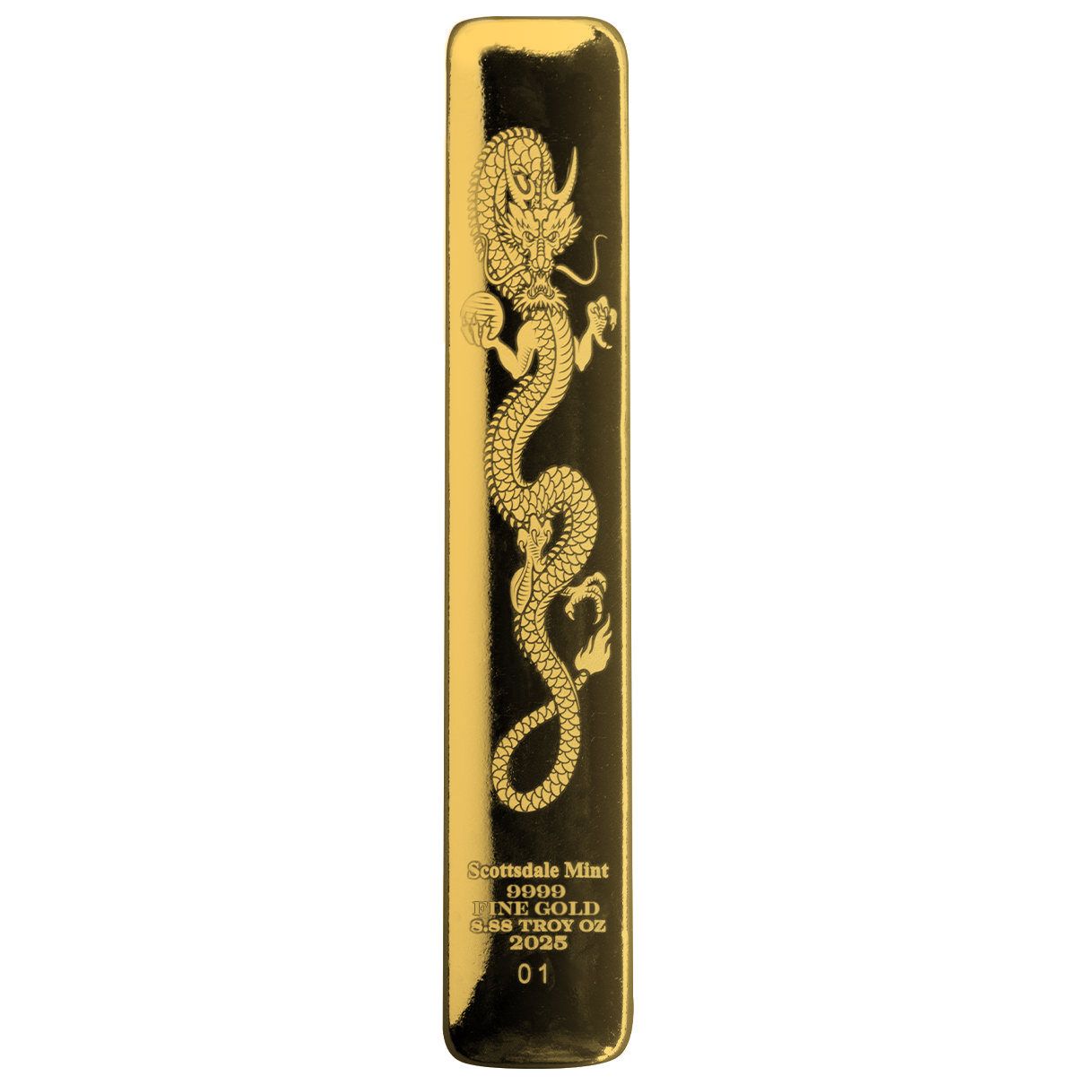 2025 Scottsdale Mint Lucky Dragon 8.88 Troy Ounces 9999 Fine Gold Cast Bar 02