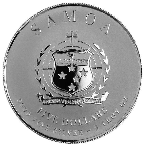 2025 Scottsdale Mint Samoa Commader Ulysses Grant 5 Troy Ounce 9999 Fine Proof Like Silver 5 Dollars Coin 01