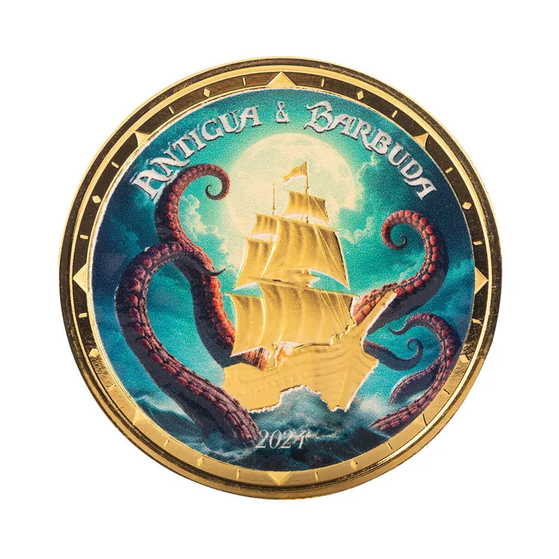 2024 Ec8 Scottsdale Mint Antigua And Barbuda 1 Troy Ounce 999 Fine Gold Proof Color Coin 01