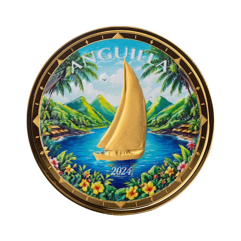 2024 Ec8 Scottsdale Mint Anguilla 1 Troy Ounce 999 Fine Gold Color Proof Like Coin 01