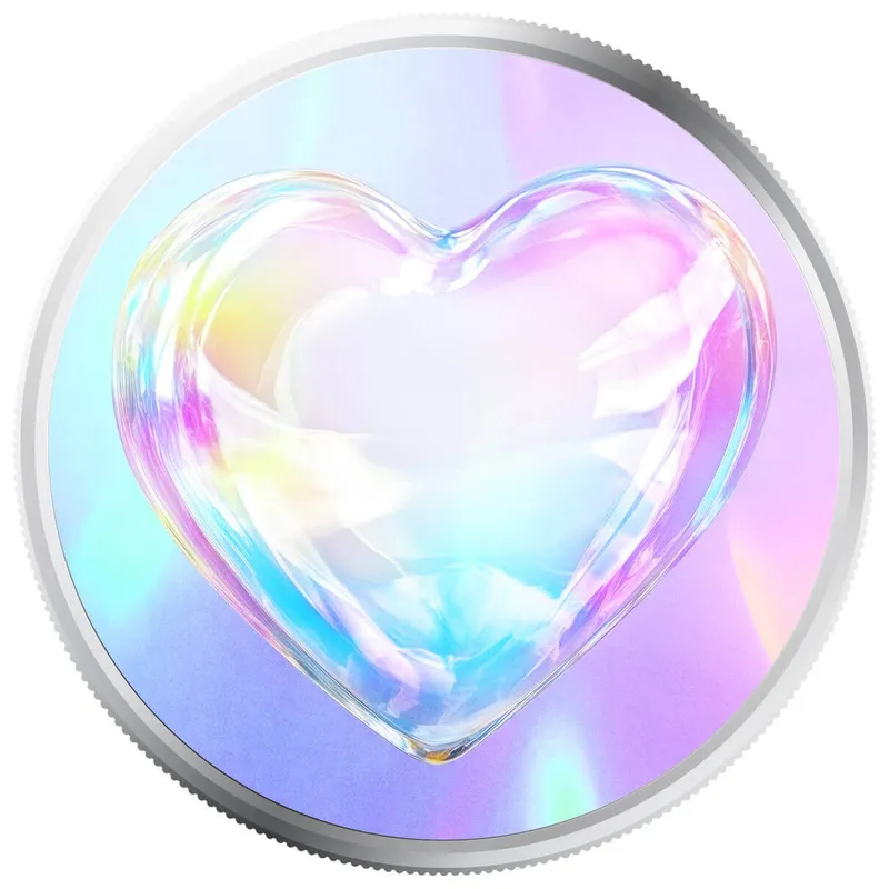2025 Scottsdale Mint Valentines Day 999 Fine Silver Color Round 06 Holographic Heart