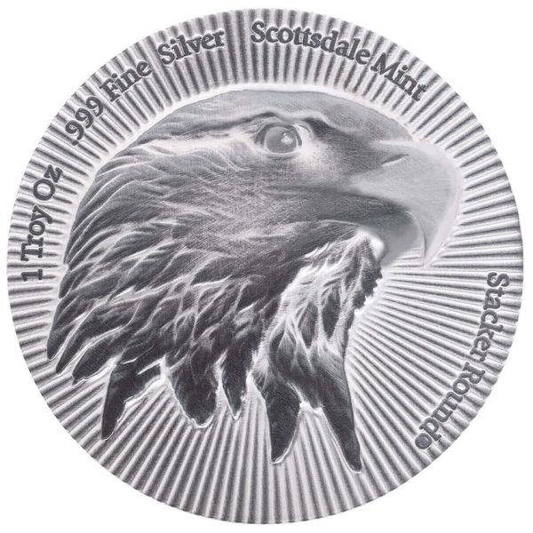 Scottsdale Mint Silver Eagle Stacker 2 Troy Ounce Silver Stacker Round 999 Fine Silver Antique 05