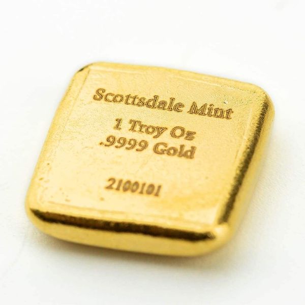 Scottsdale Mint 1 Troy Oz 9999 Gold Lion Cast Bar 09