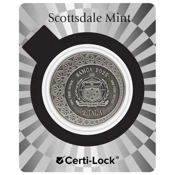 2025 Scottsdale Mint Samoa Mermaid 1 Troy Ounce 999 Fine Antique Color Proof Like Coin 01