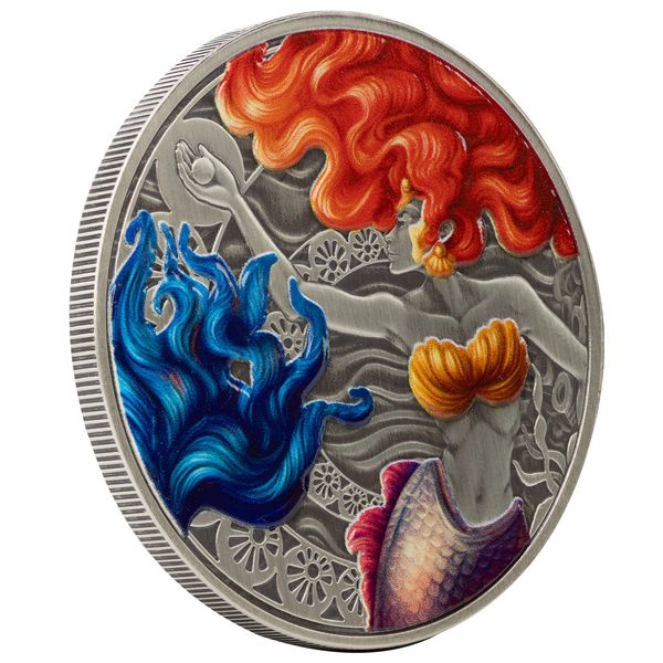 2025 Scottsdale Mint Samoa Mermaid 1 Troy Ounce 999 Fine Antique Color Proof Like Coin 03 1