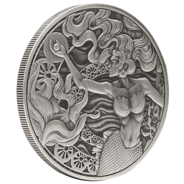 2025 Scottsdale Mint Samoa Mermaid 1 Troy Ounce 999 Fine Antique Color Proof Like Coin 04