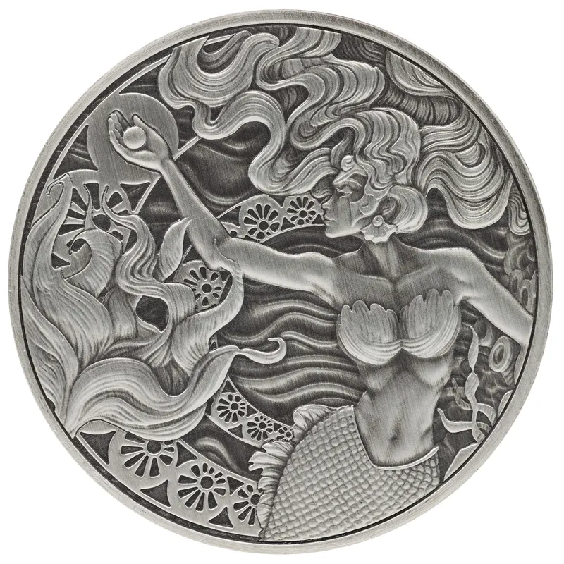2025 Scottsdale Mint Samoa Mermaid 1 Troy Ounce 999 Fine Antique Color Proof Like Coin 05
